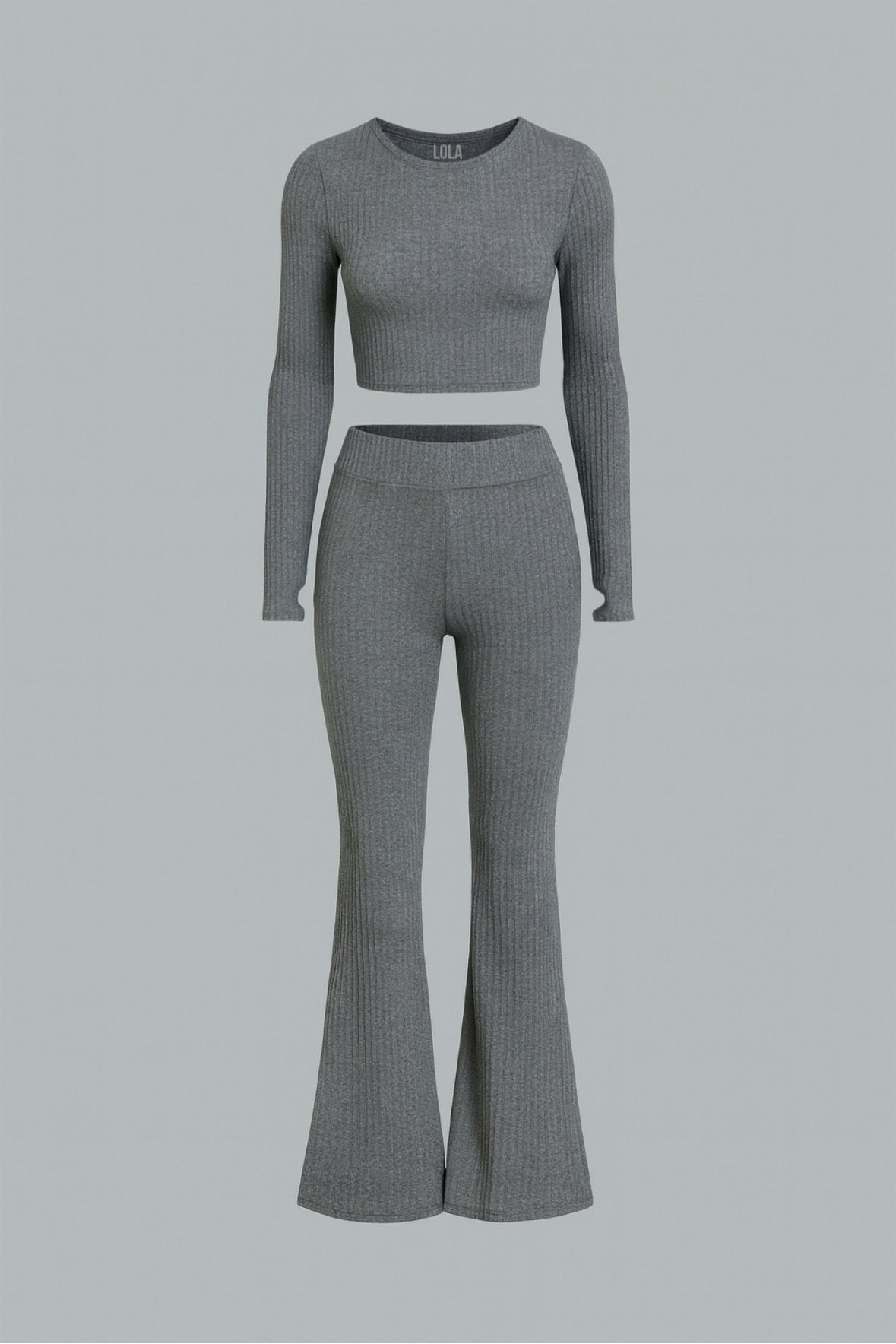 Grey Crop İspanyol Paça Alt Takım