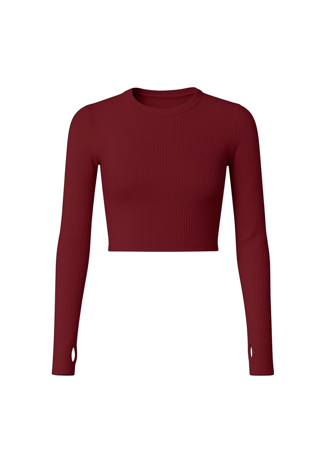 Burgundy Parmak Geçirmeli Crop
