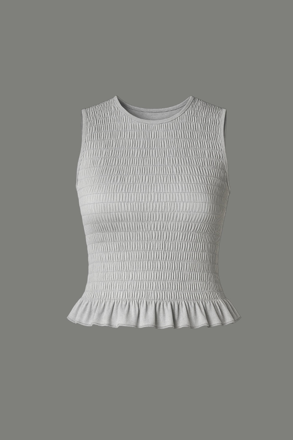 Grey Büzgülü Kolsuz Bluz