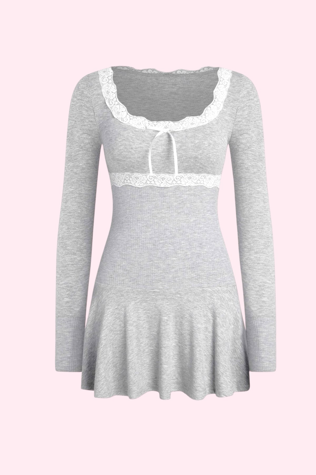 Grey Dantel Detaylı Elbise
