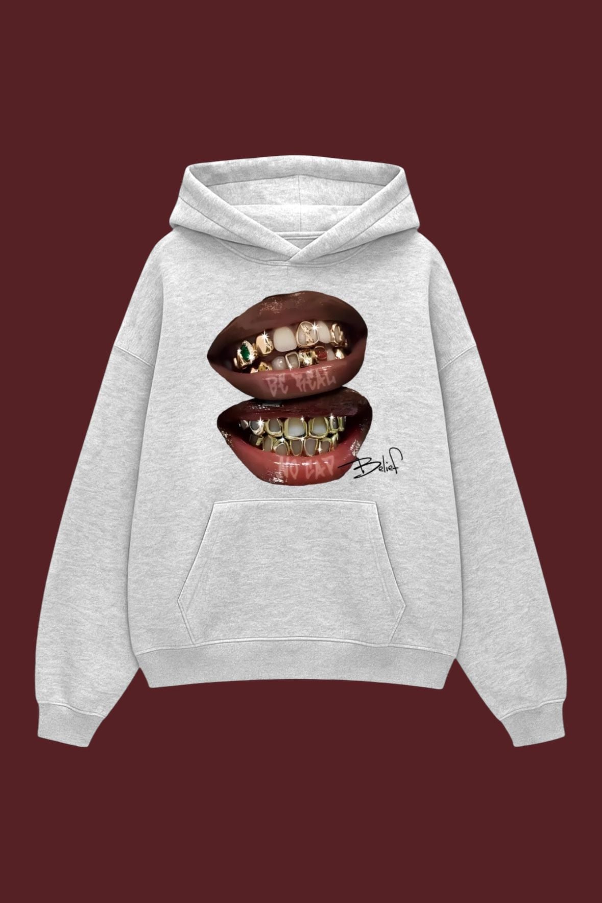 Grey Colourful Two Lips  Sweatshirt