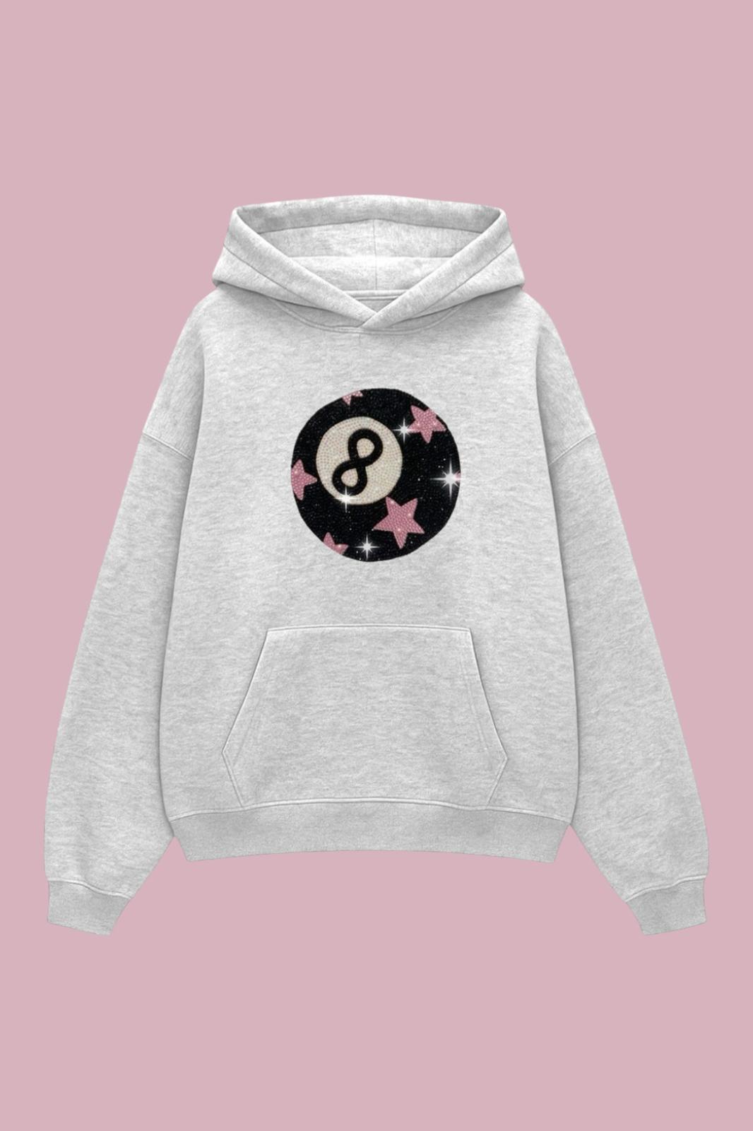 Grey Bilardo Topu Taşlı Sweatshirt