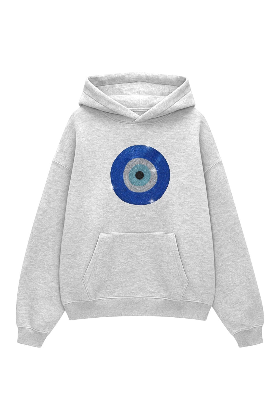 Grey Nazar Boncuğu Taşlı Sweatshirt