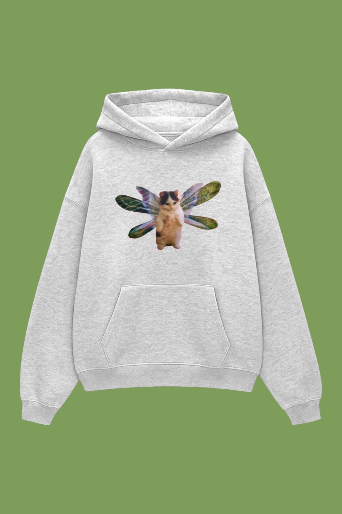 Grey Kanatlı Cat Sweatshirt