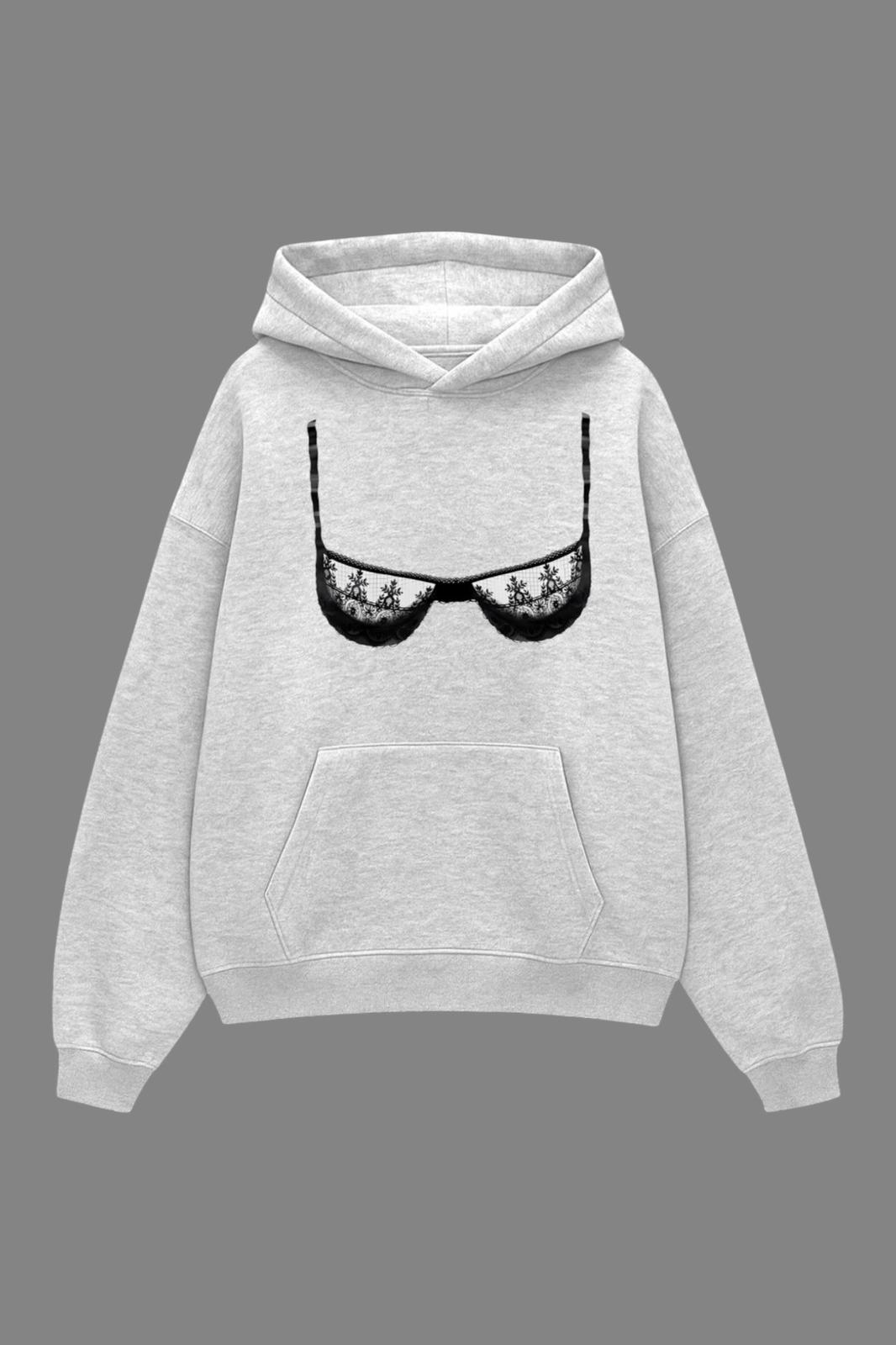 Grey Lace Bra Sweatshirt