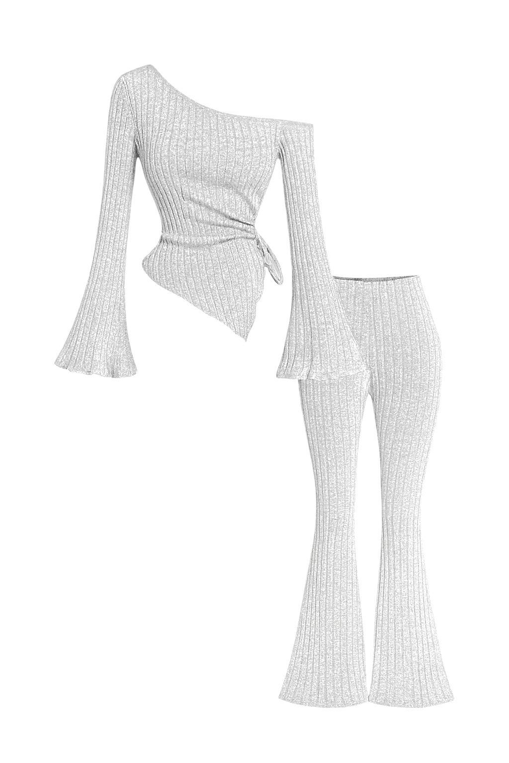 Grey Büzdürmeli Asimetrik Takım