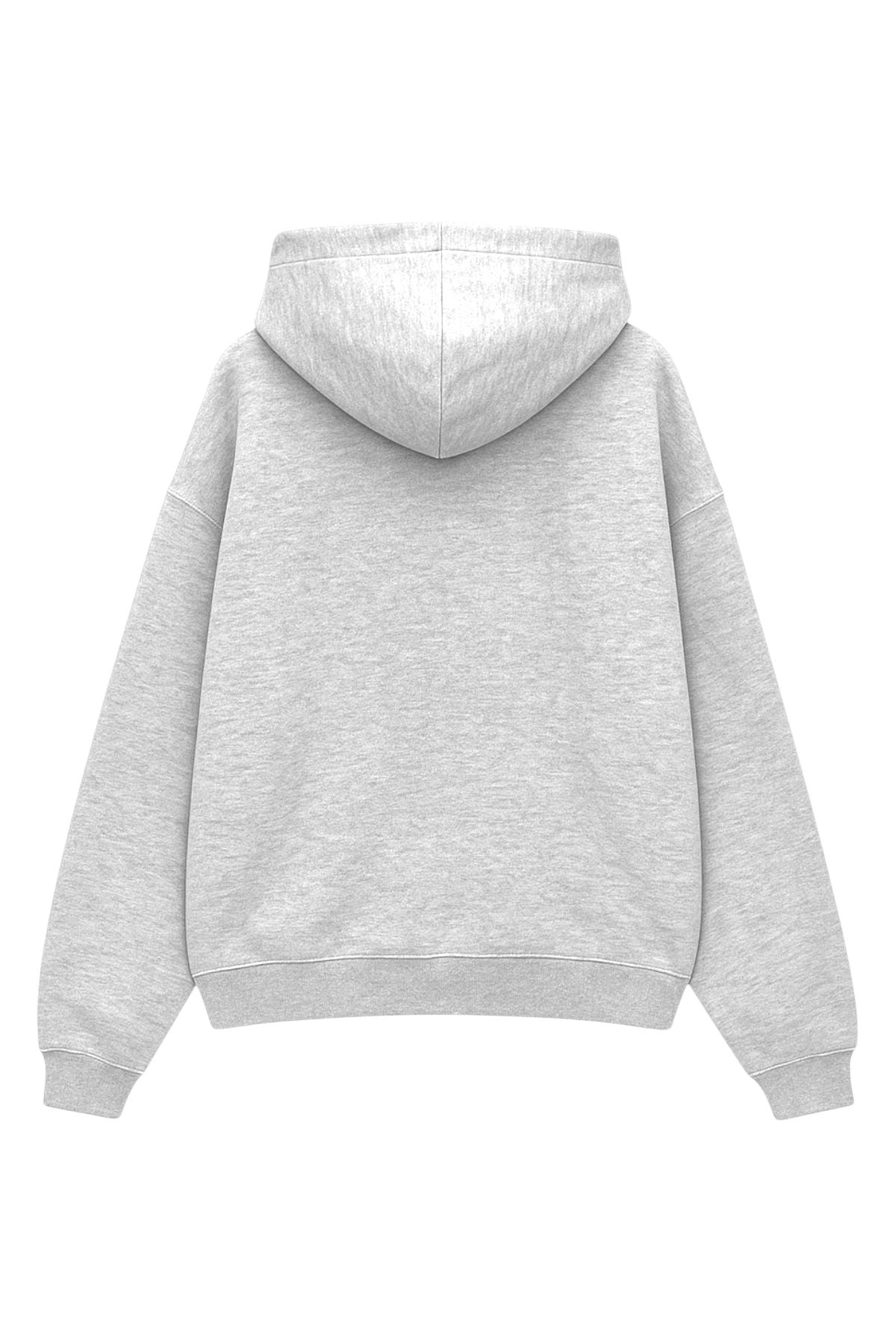 Grey Basic Kapüşonlu Sweatshirt