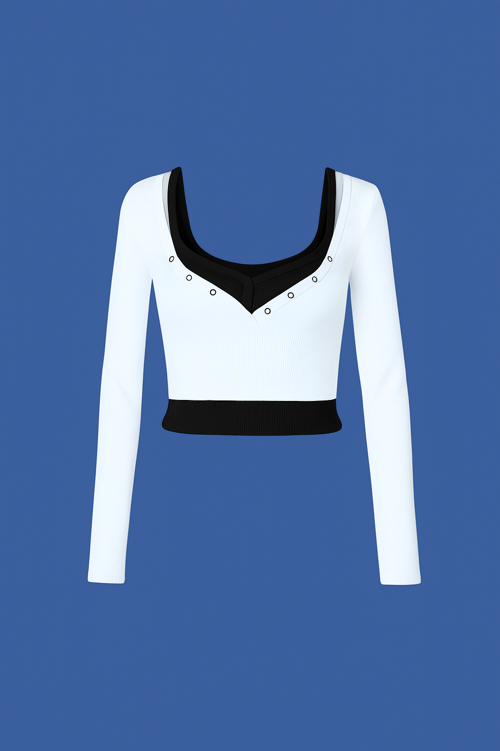 White İkili Birleşik Çıtçıtlı Crop