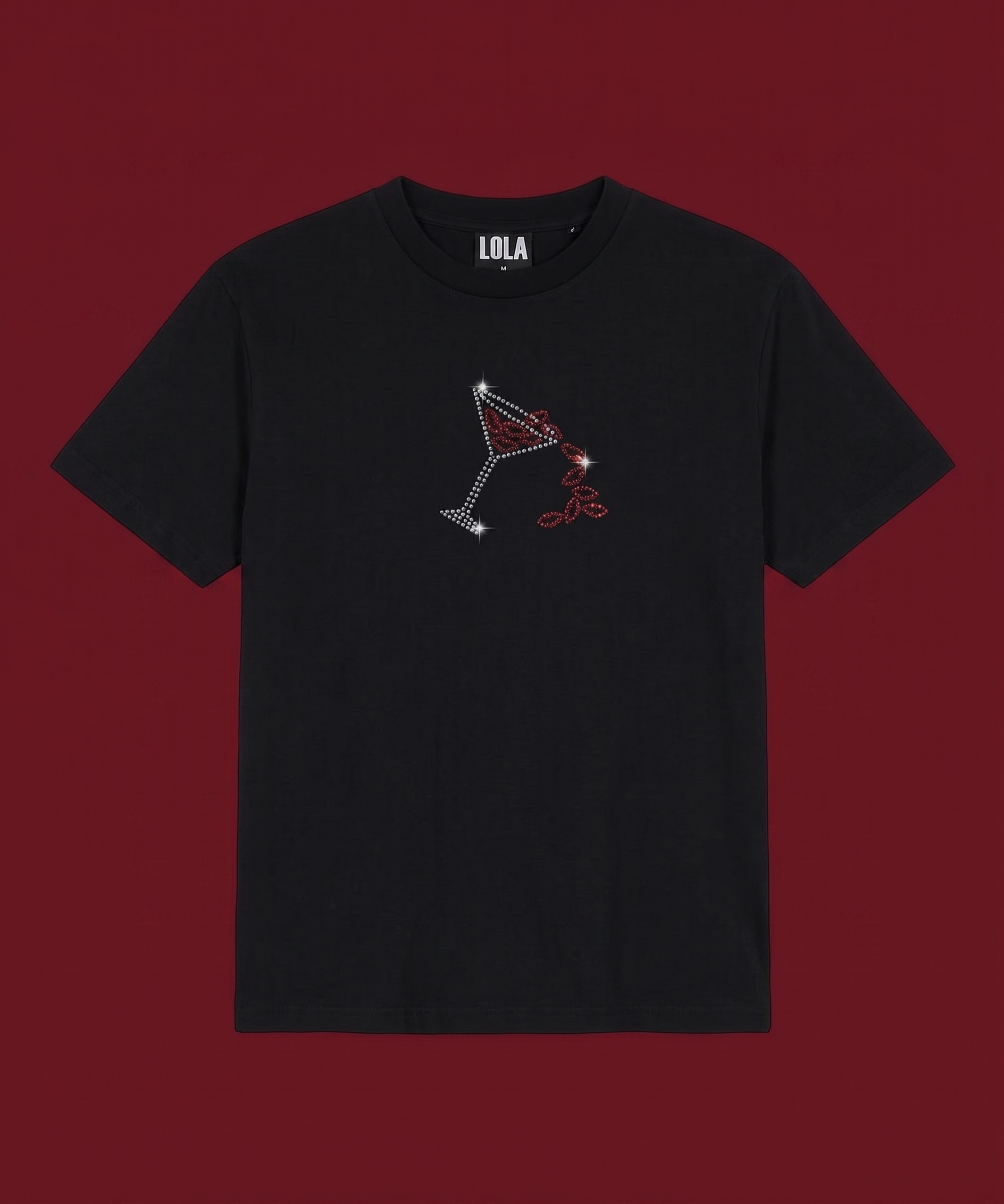 Black Taşlı Kiss Martini T-shirt