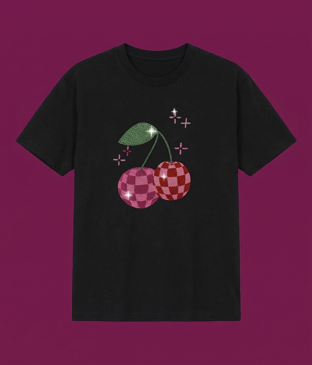 Black Taşlı Cherry T-shirt
