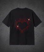 Black Taşlı Red Heart T-shirt