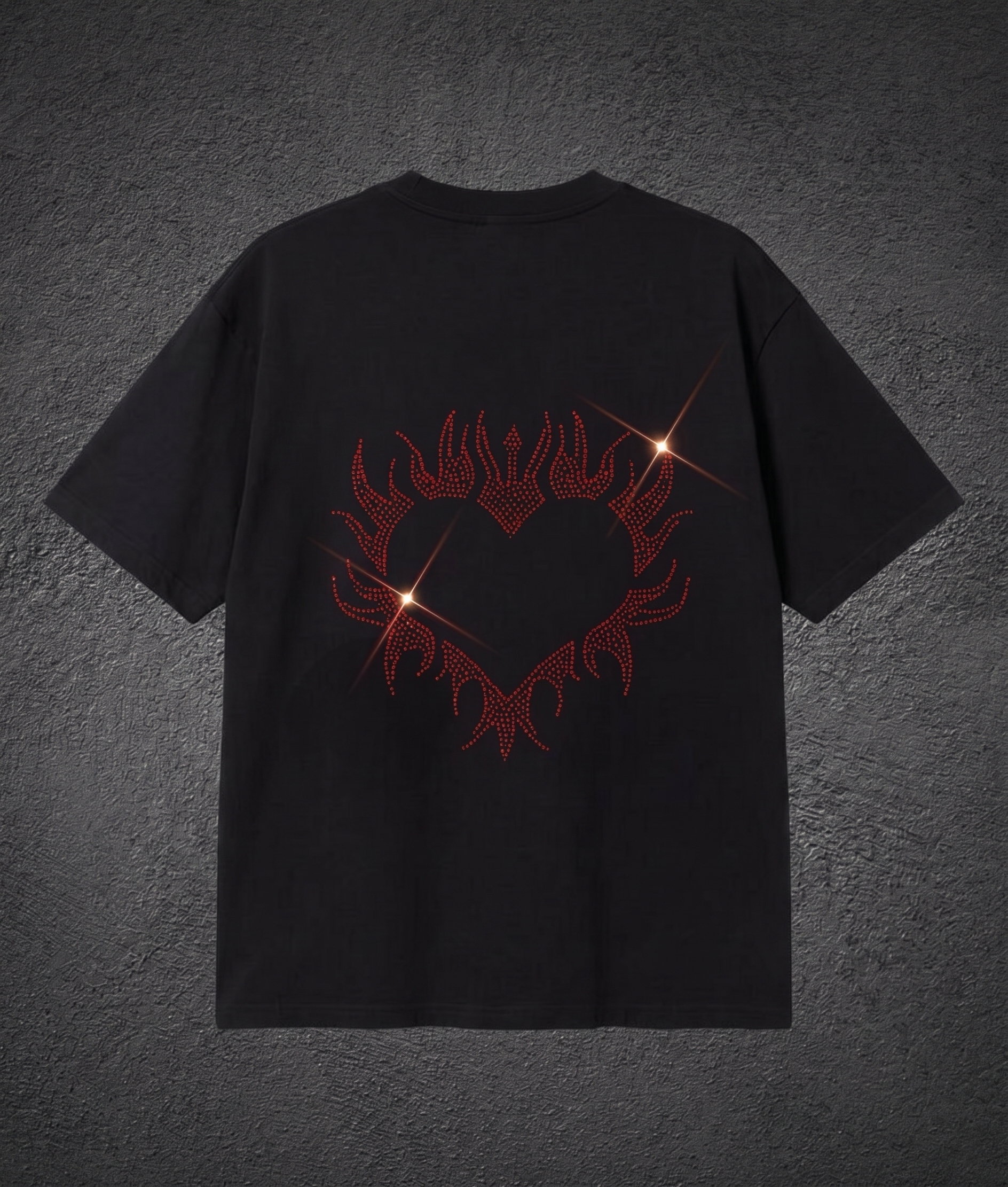 Black Taşlı Red Heart T-shirt