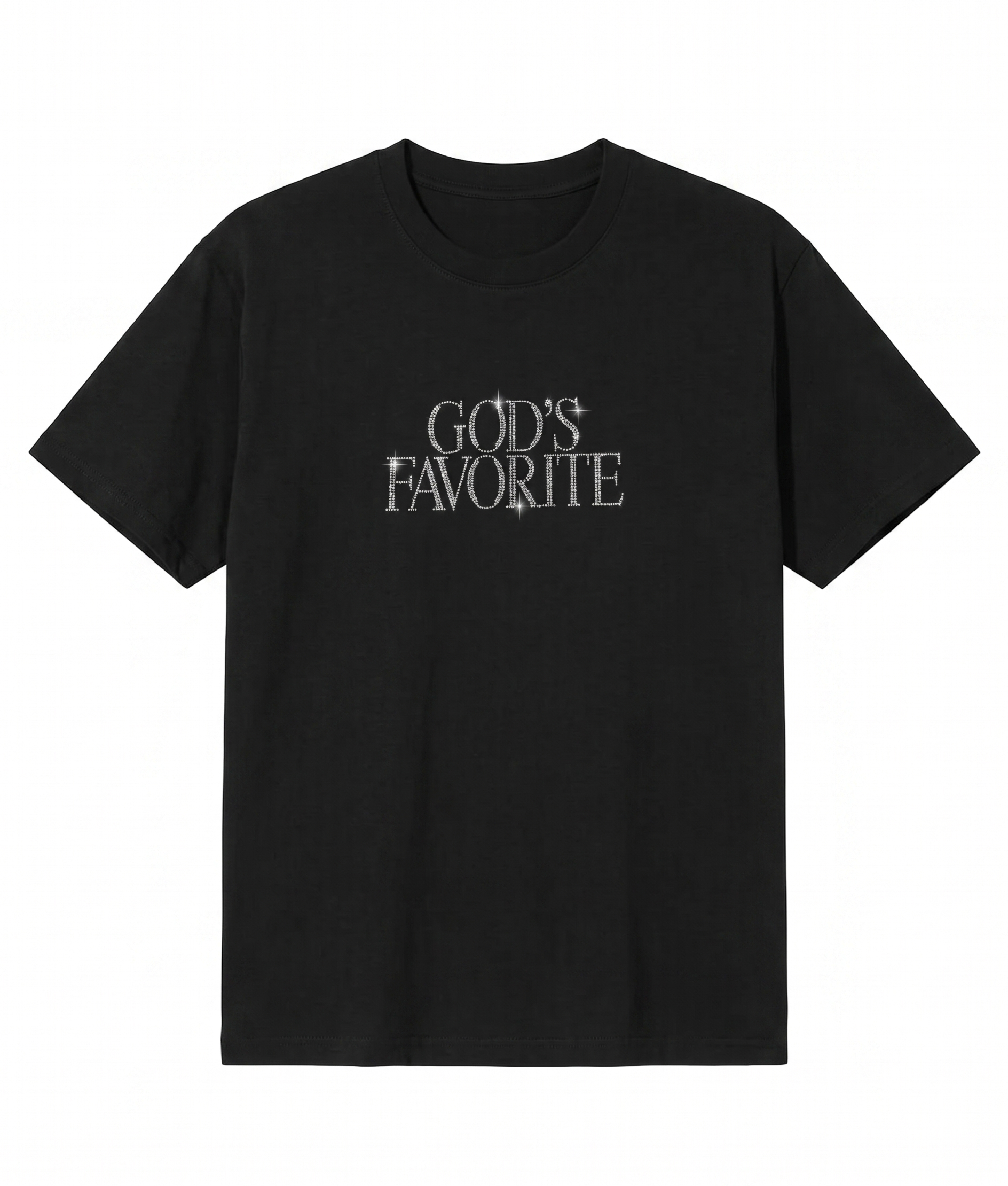 Black Taşlı Gods Favorite T-shirt