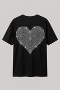 Black Big Taşlı Heart T-shirt