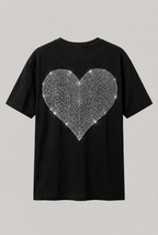 Black Big Taşlı Heart T-shirt