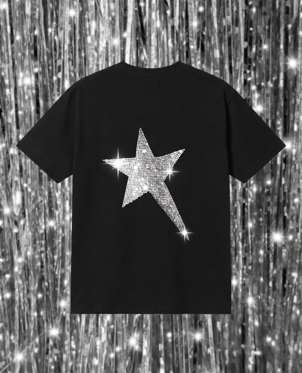 Black Sırt Star Taşlı T-shirt