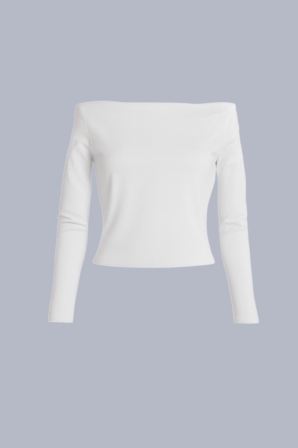 White Kayık Yaka Omuzu Büzgülü Bluz