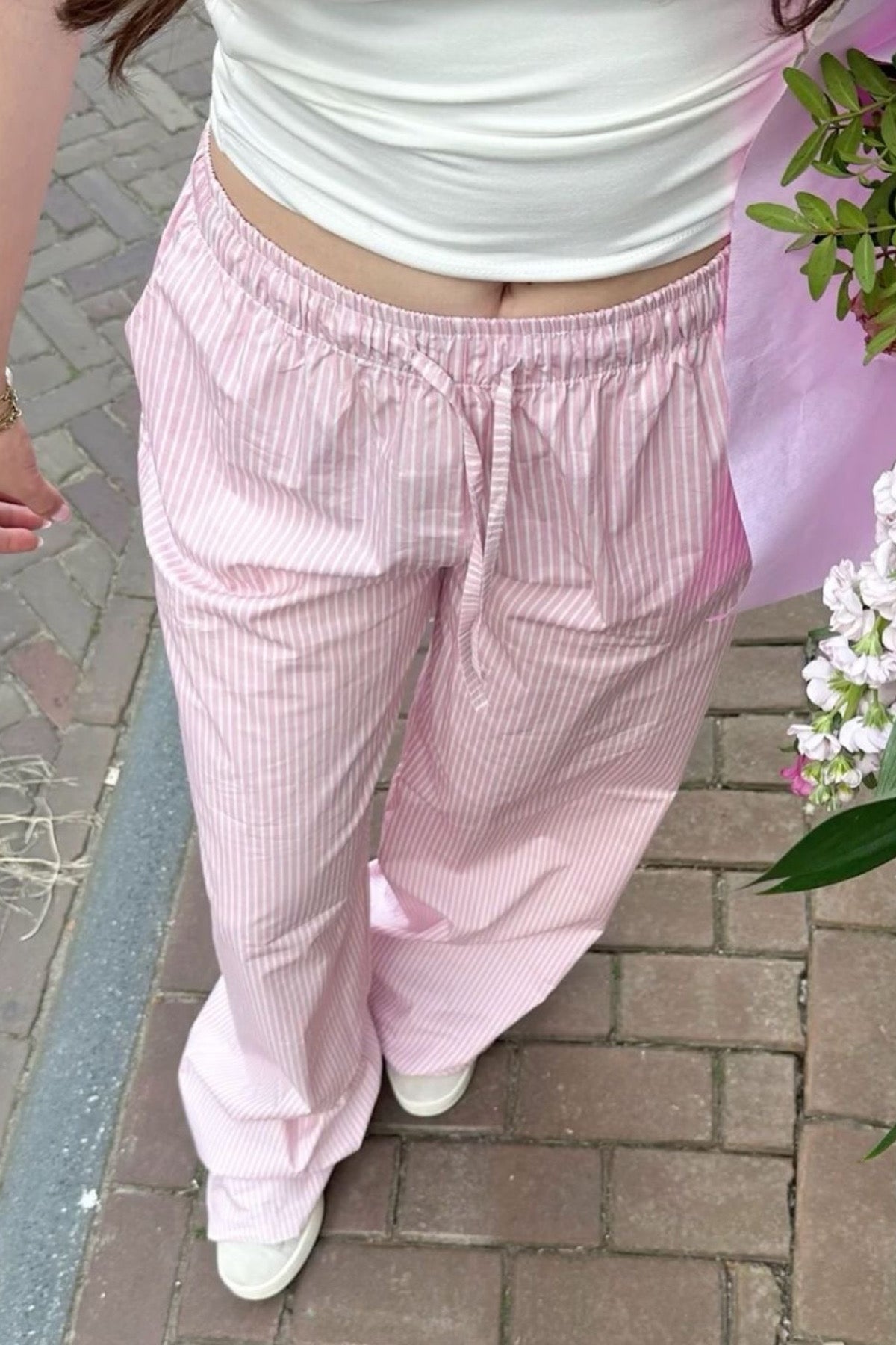Pink Çizgili Pantolon