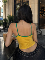 Sarı Vintage Brasil Askılı Crop