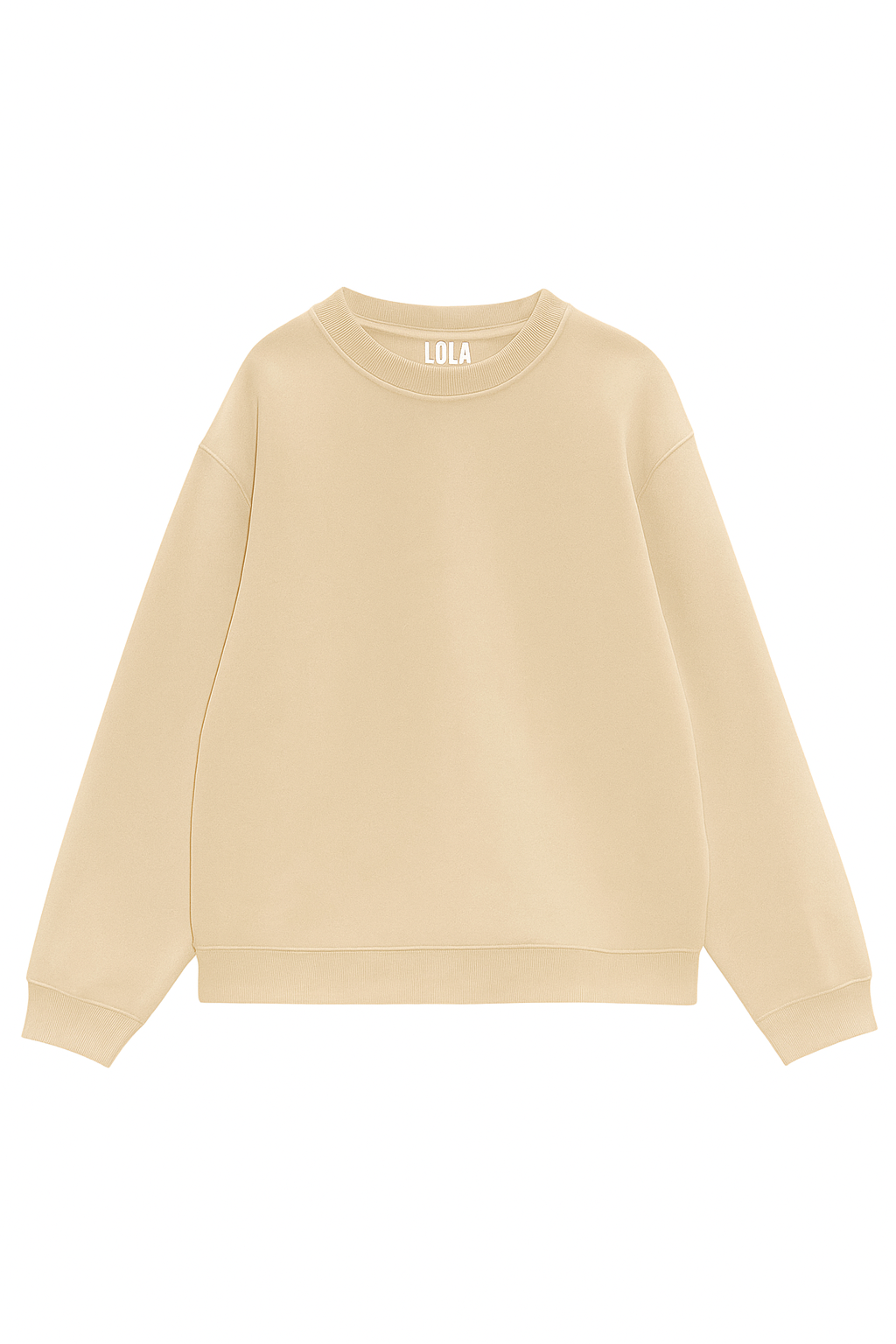 Bej Sıfır Yaka Sweatshirt