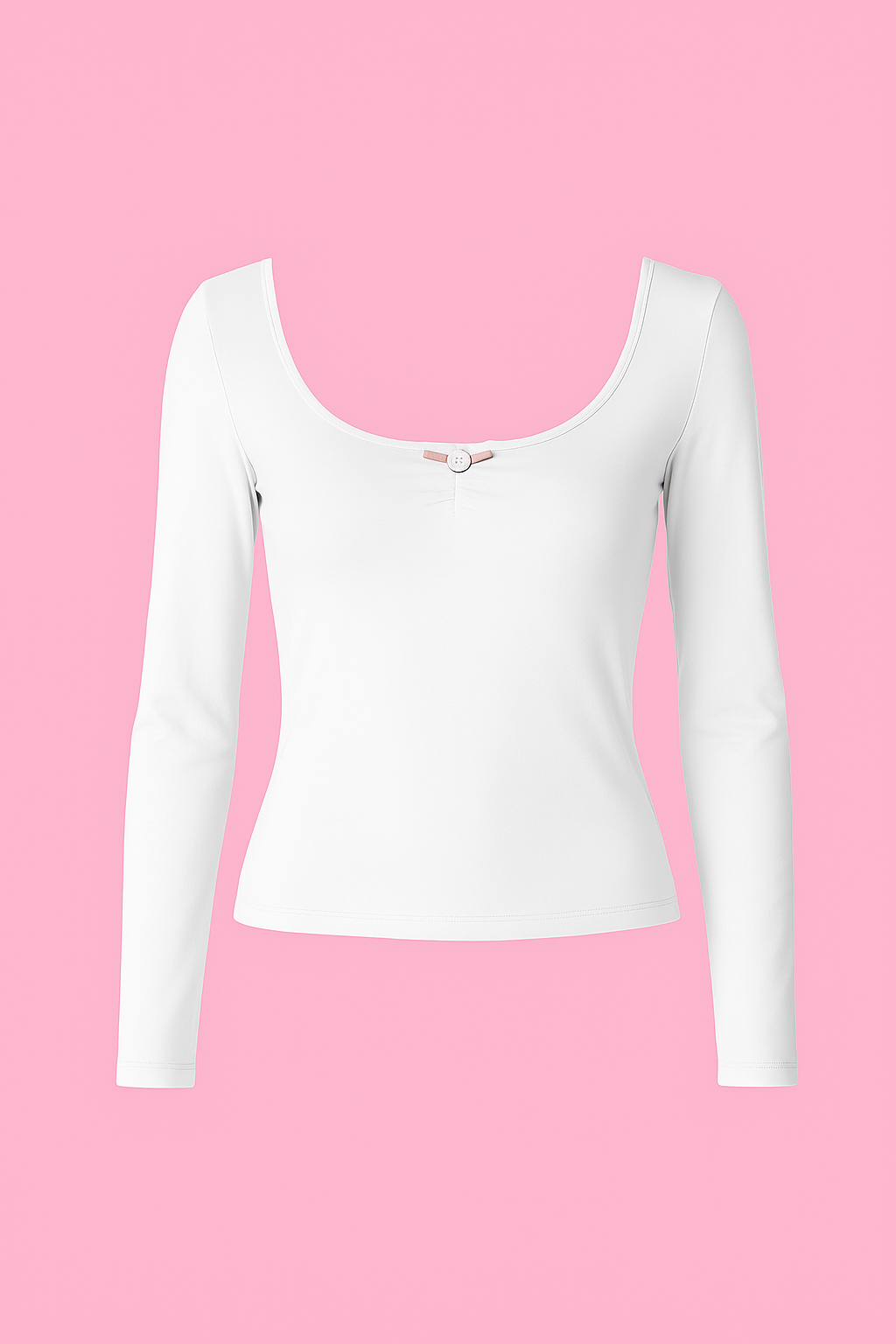 White Kare Yaka Mini Gül Bluz