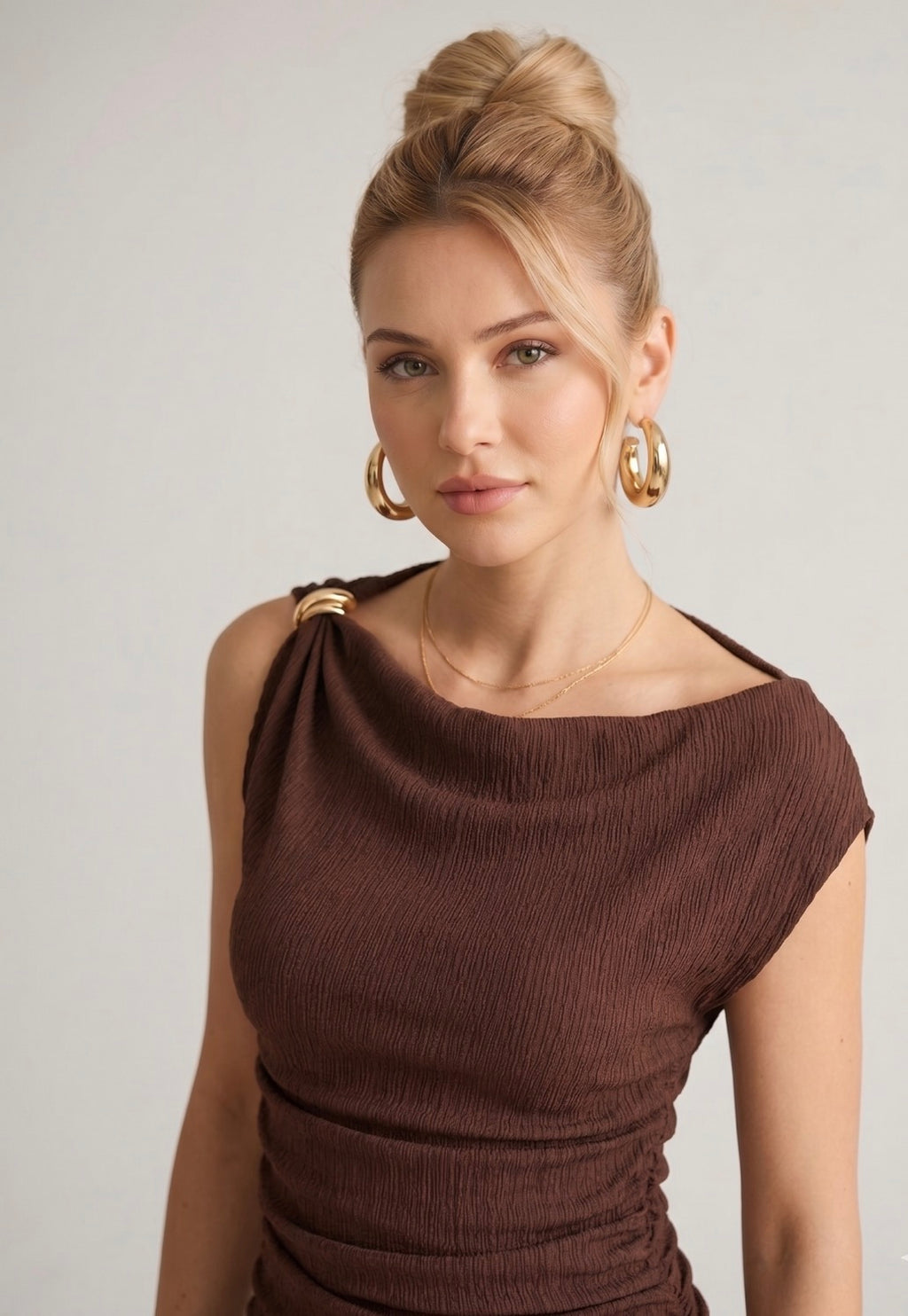 Gold Tokalı Brown Bluz