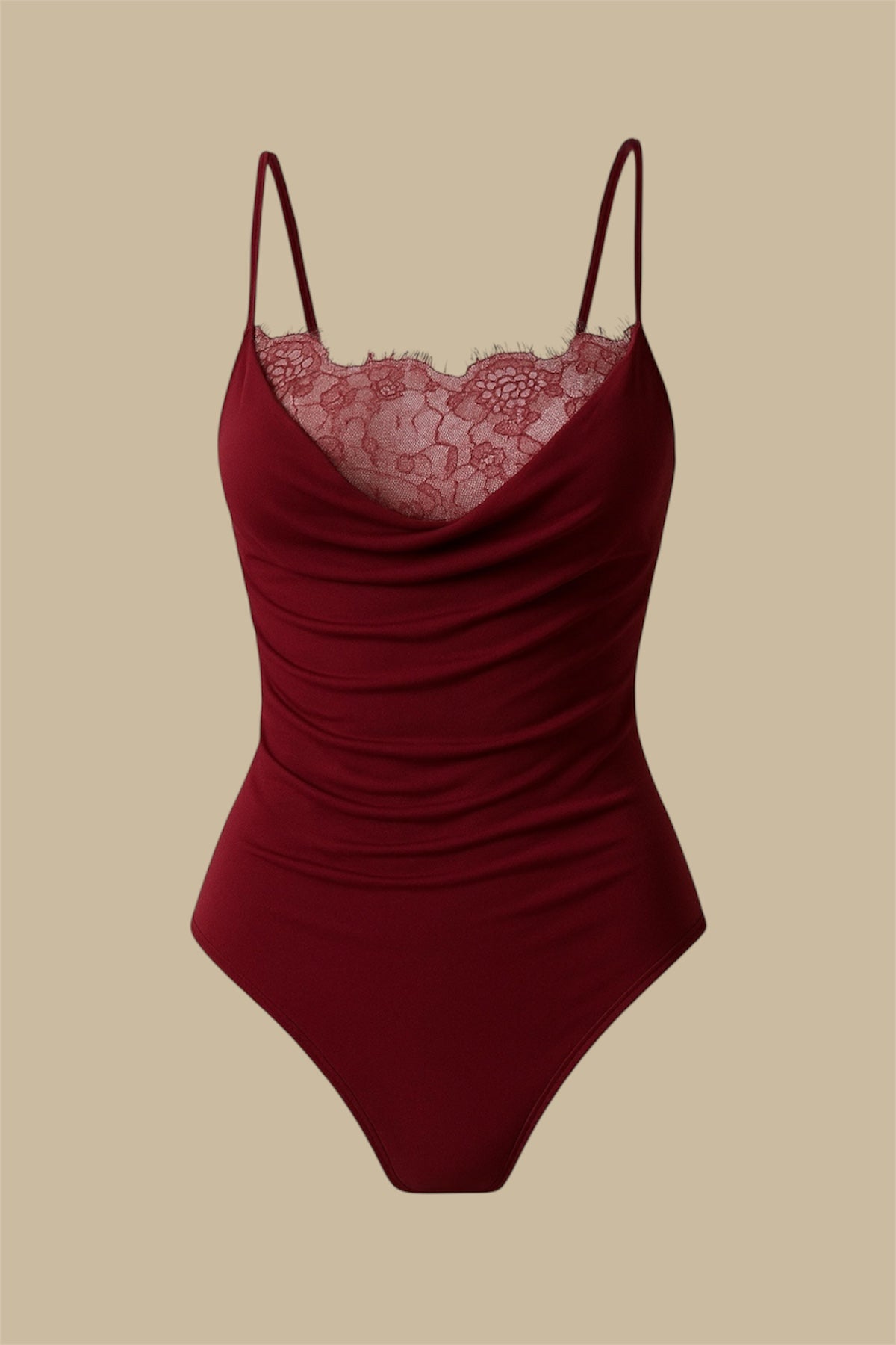 Burgundy Önü Dantelli Zıbın