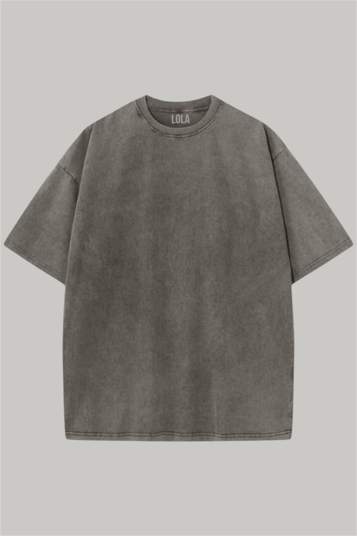 Yıkama Detaylı Antrasit Oversize Tshirt