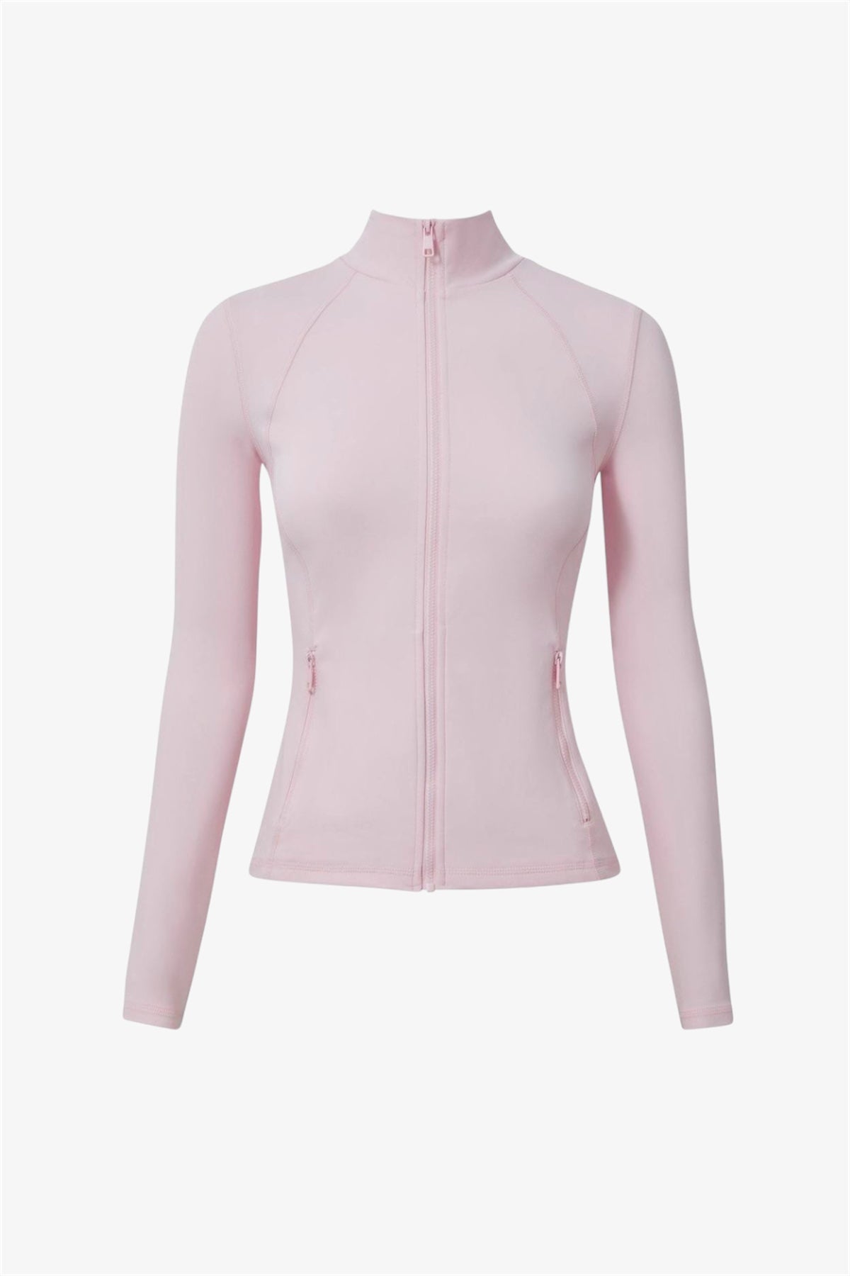 Pink Uzun Kollu Fermuarlı Hırka