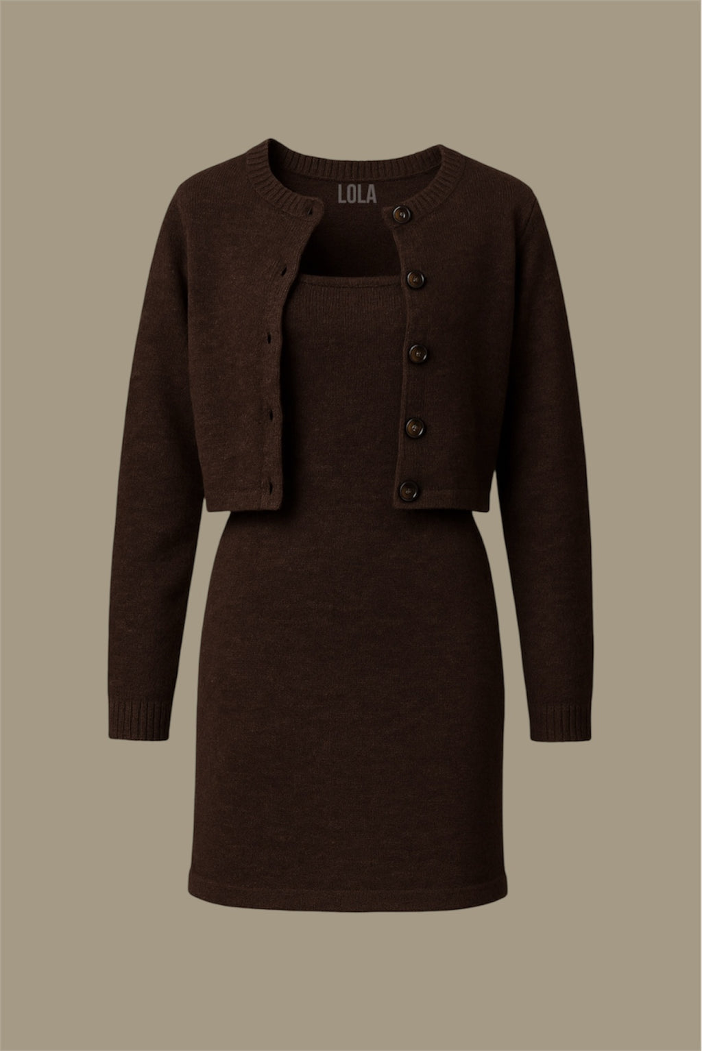 Brown Hırka Elbise Takım