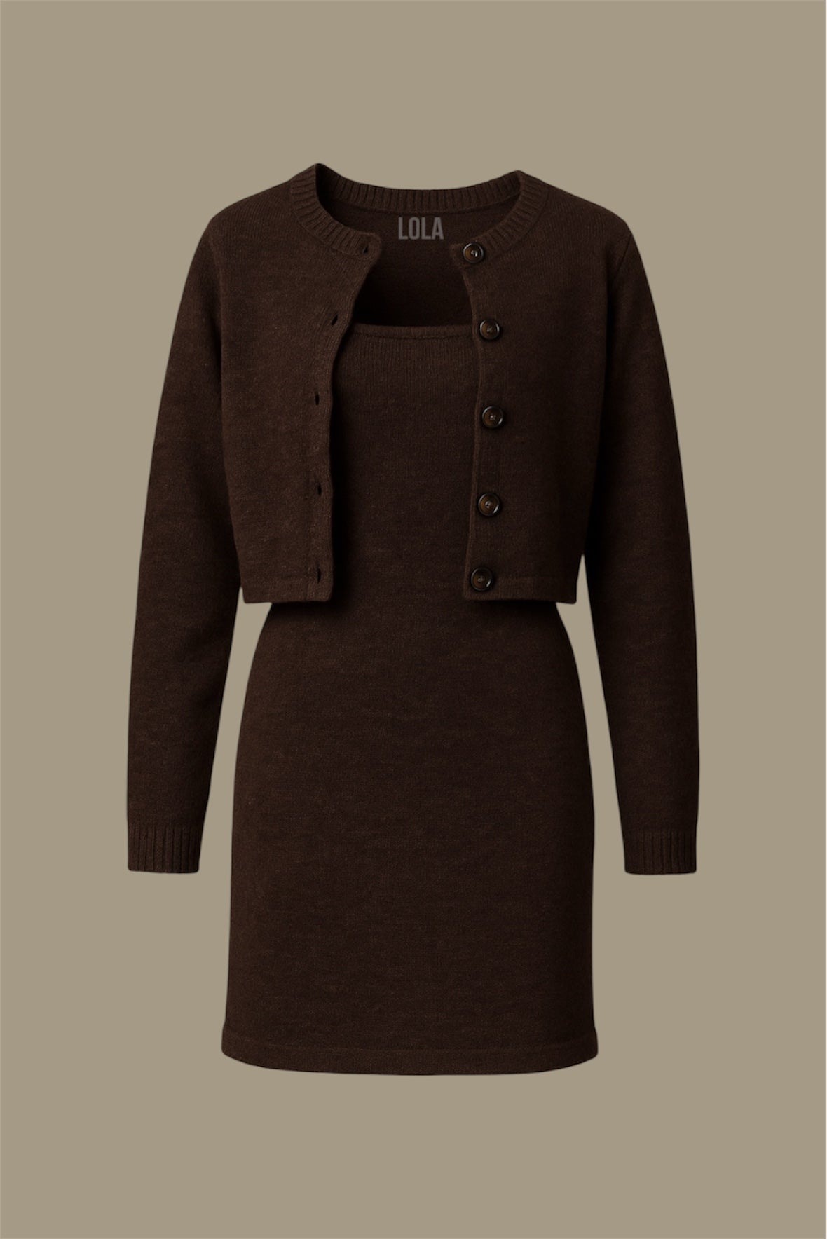 Brown Hırka Elbise Takım