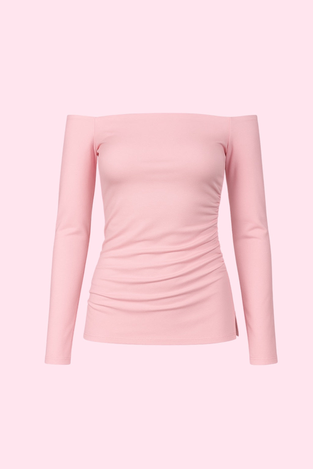 Pink Kayık Yaka Kenarı Yırtmaçlı Bluz