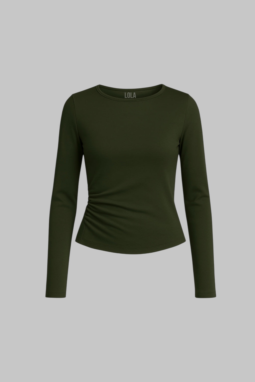 Green Yandan Büzgülü Uzun Kollu Bluz