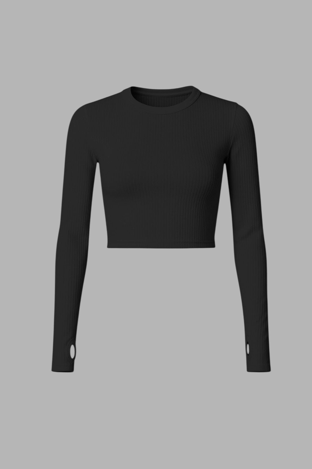 Koyu Gri Parmak Geçirmeli Crop