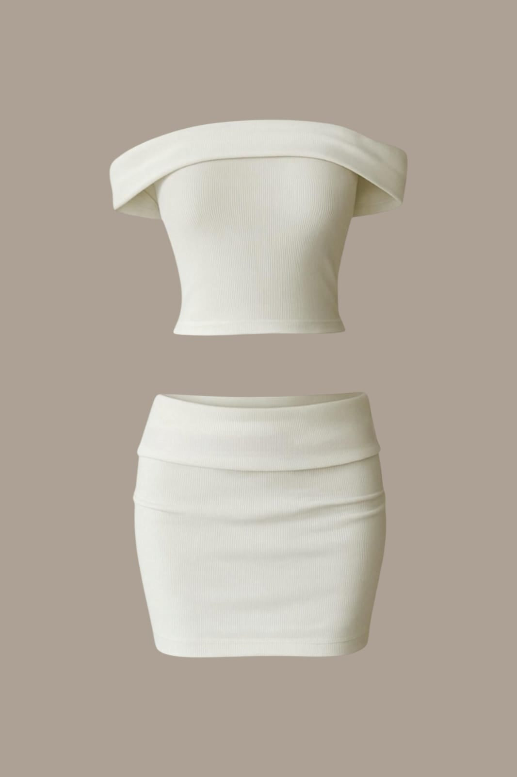 White Kayık Yaka İkili Takım