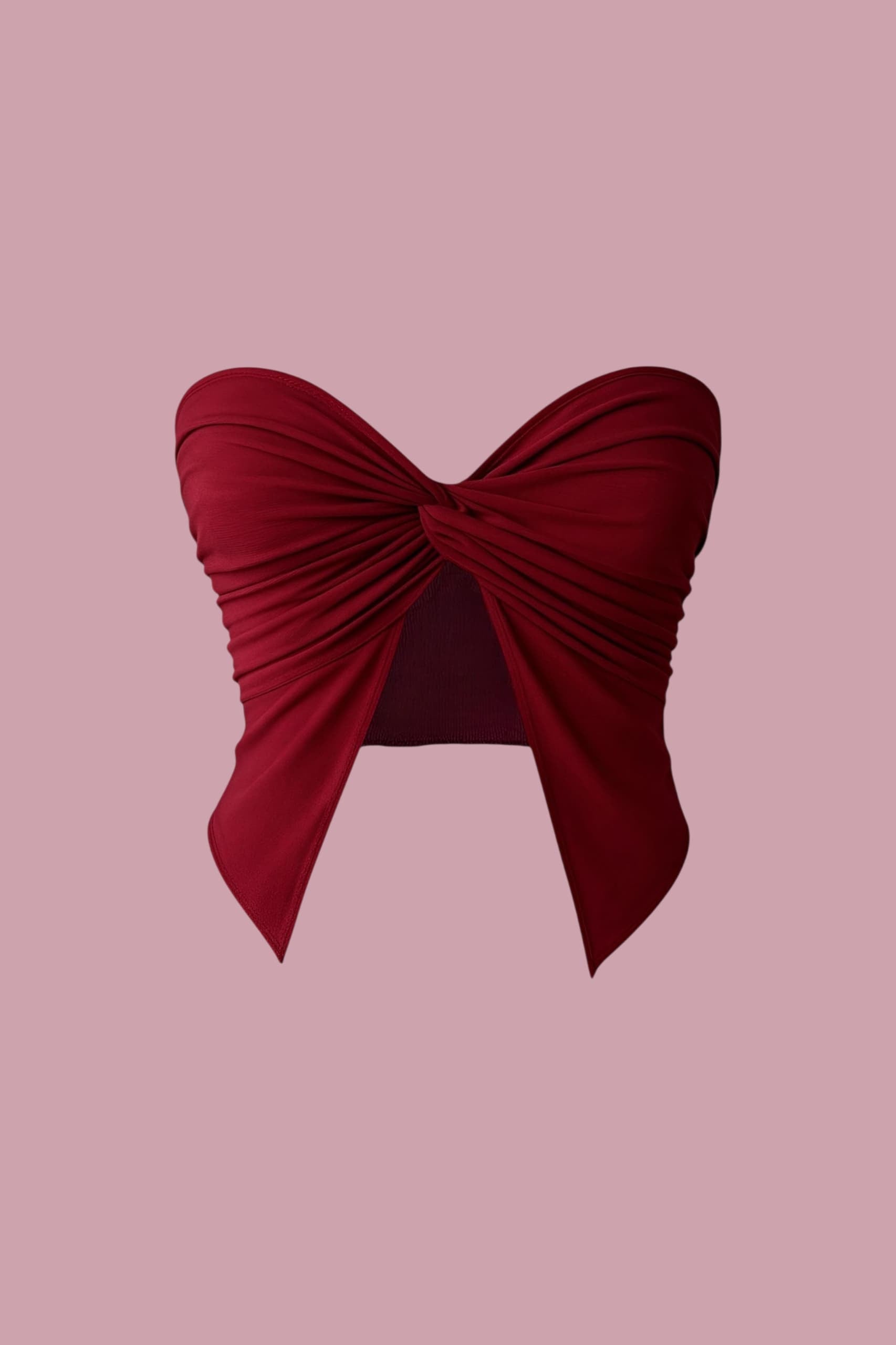 Burgundy Ön Drapeli Bluz