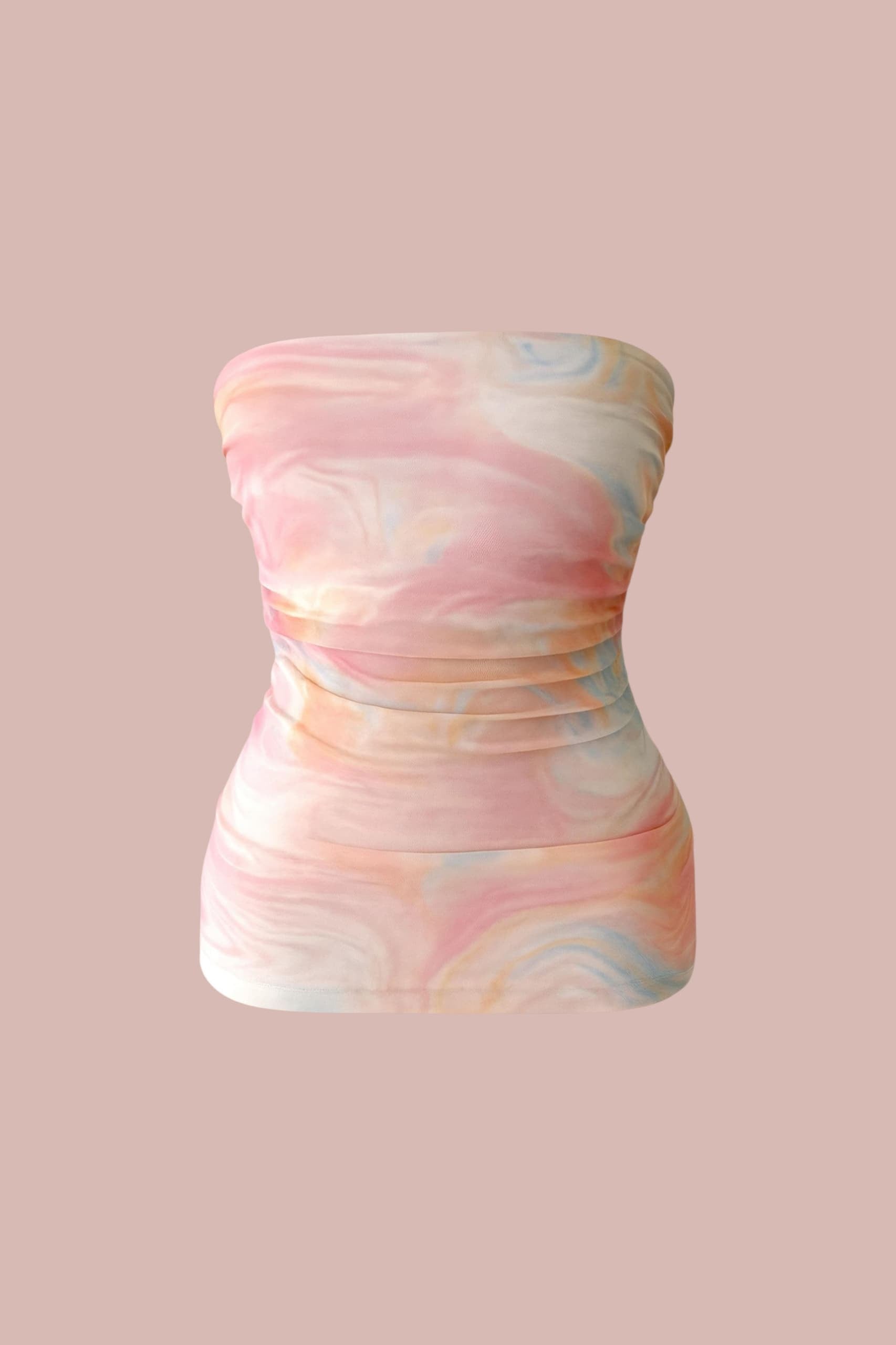 Pink Yanı Büzgülü Straplez Bluz