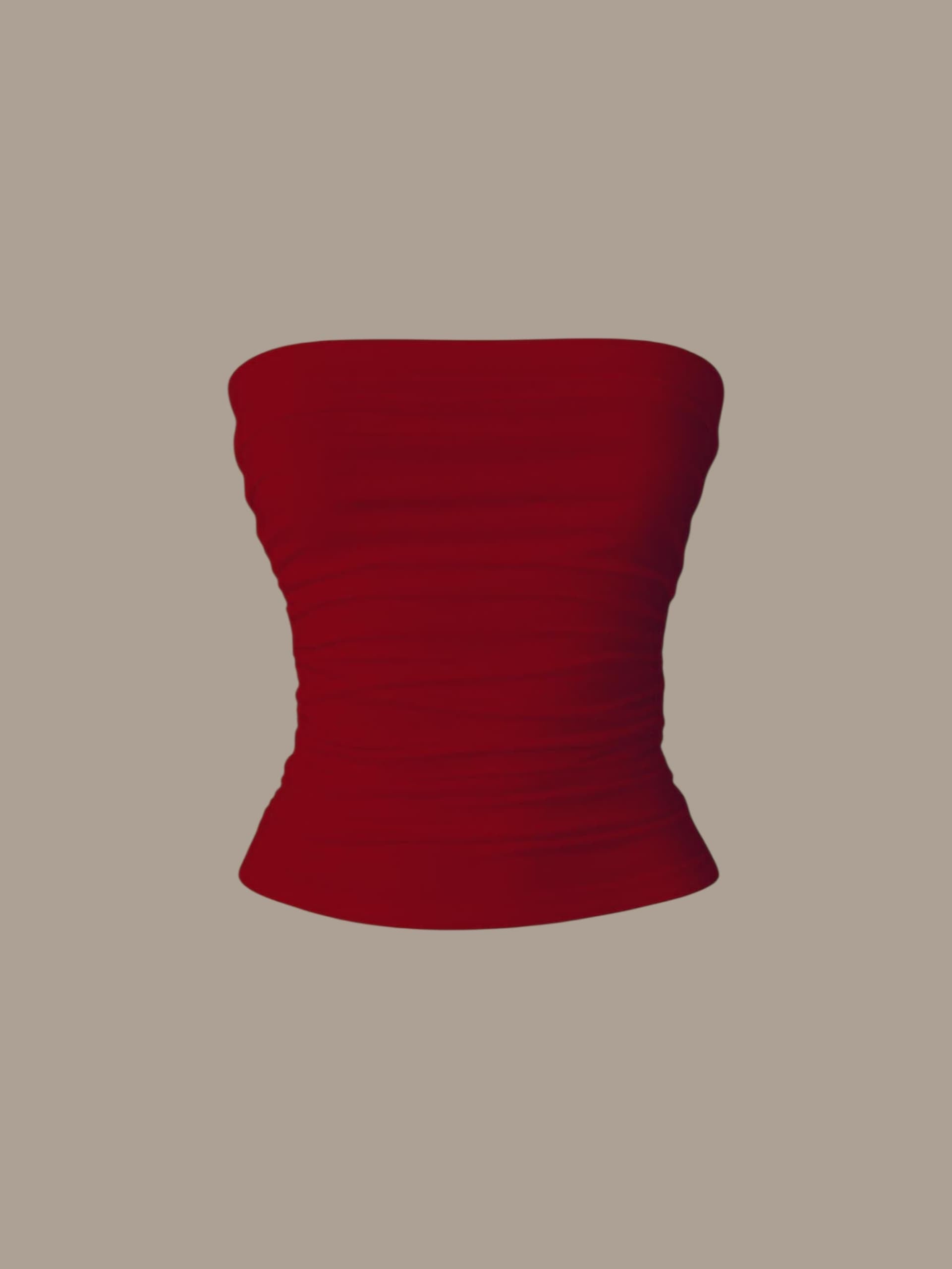 Burgundy Büzgülü Straplez Baby Tee