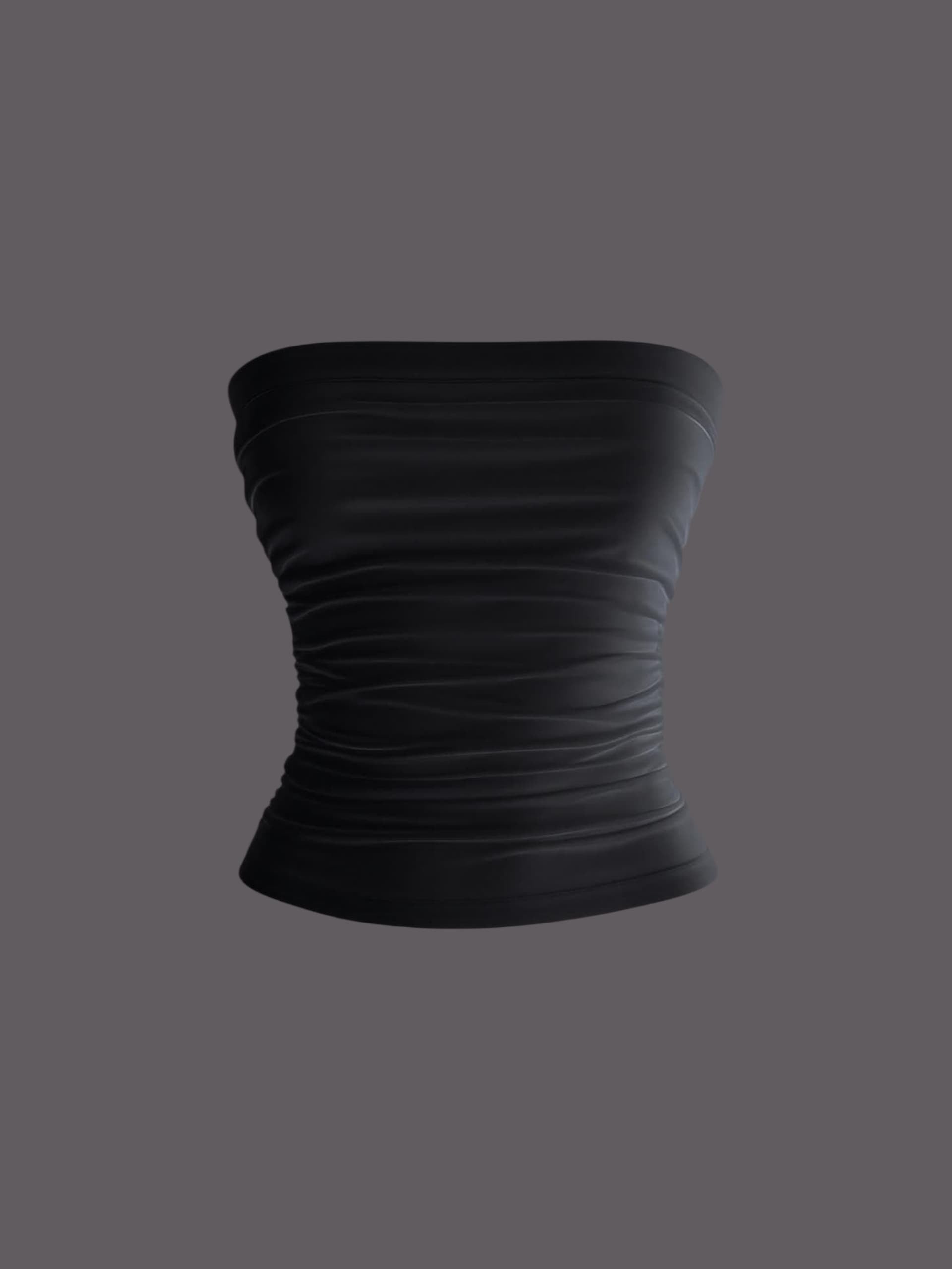 Black Büzgülü Straplez Baby Tee