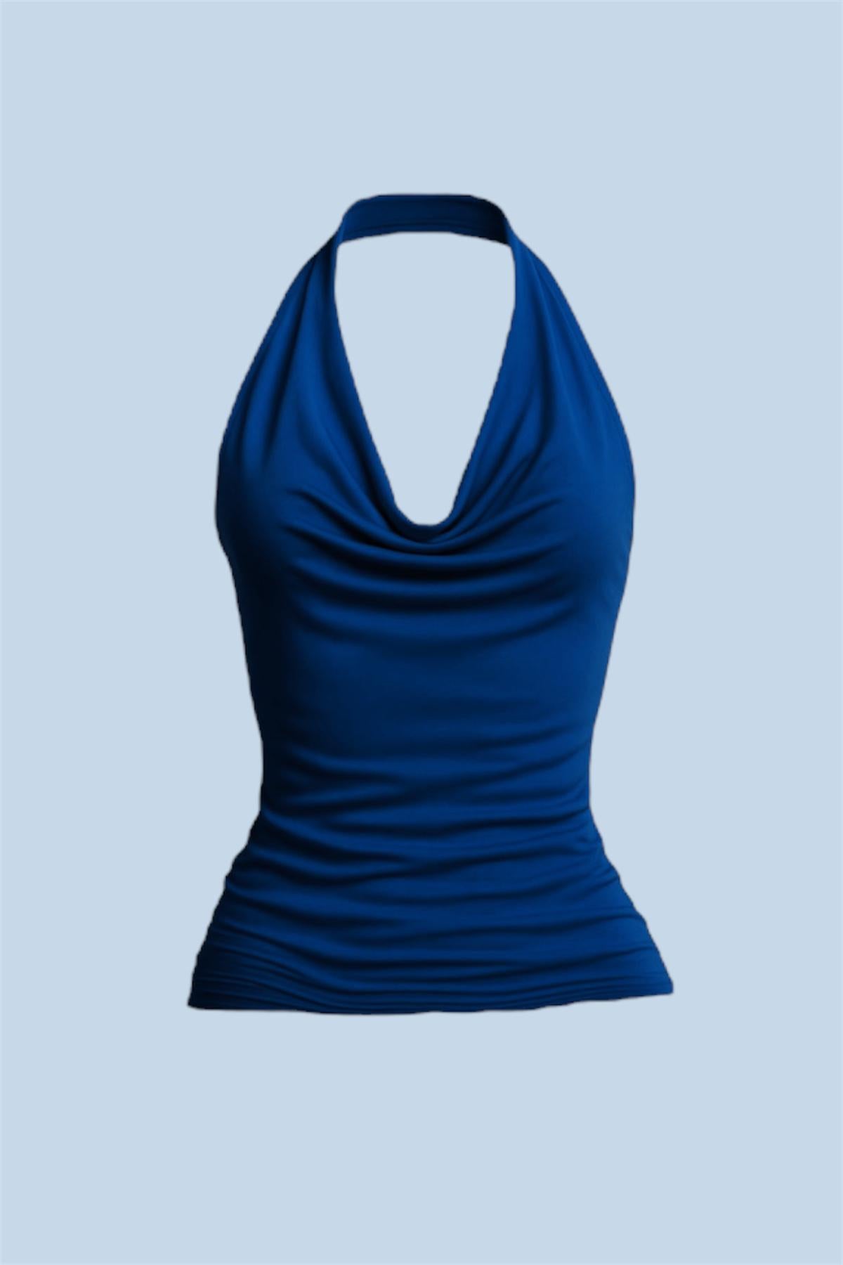 Sax Blue Sırt Dekolteli Bluz