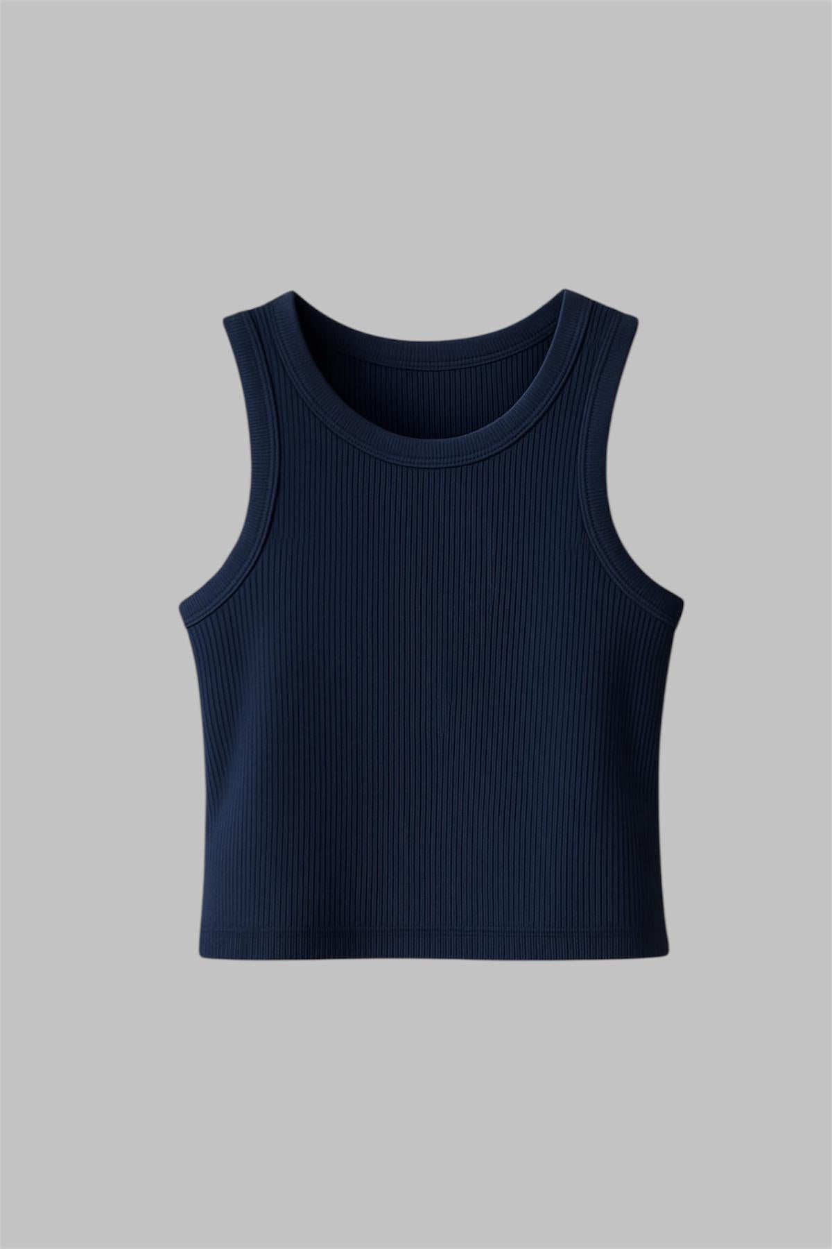 Navy Blue Kalın Askılı Baby Tee