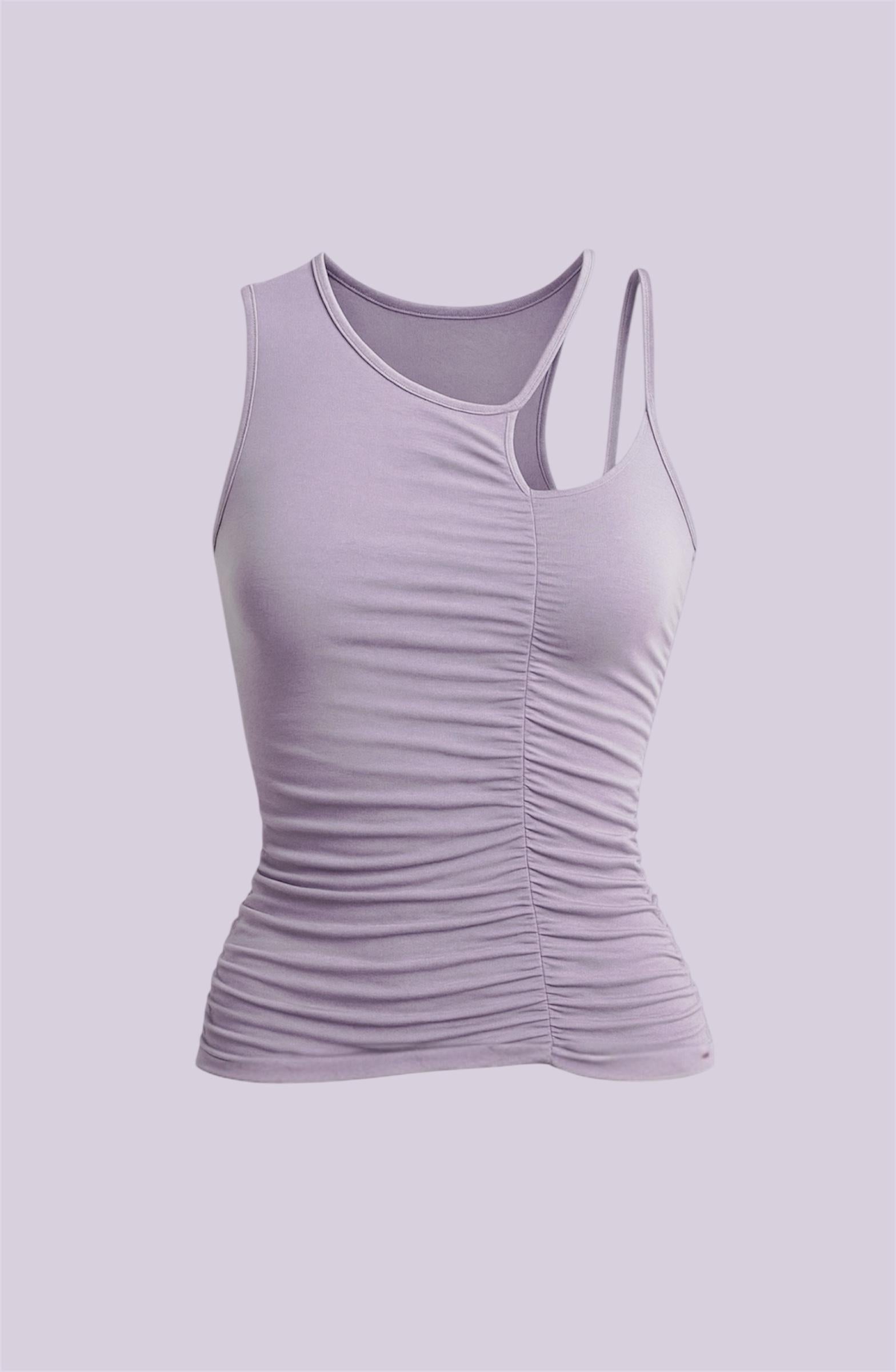 Lilac Çift Askılı Drapeli Bluz