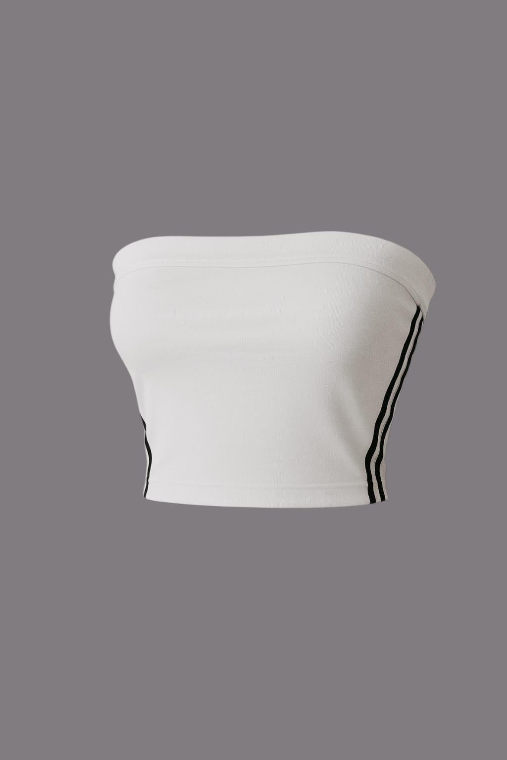 White Şeritli Straplez Baby Tee