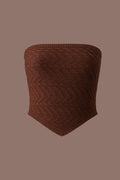 Brown Örgü Üçgen Crop
