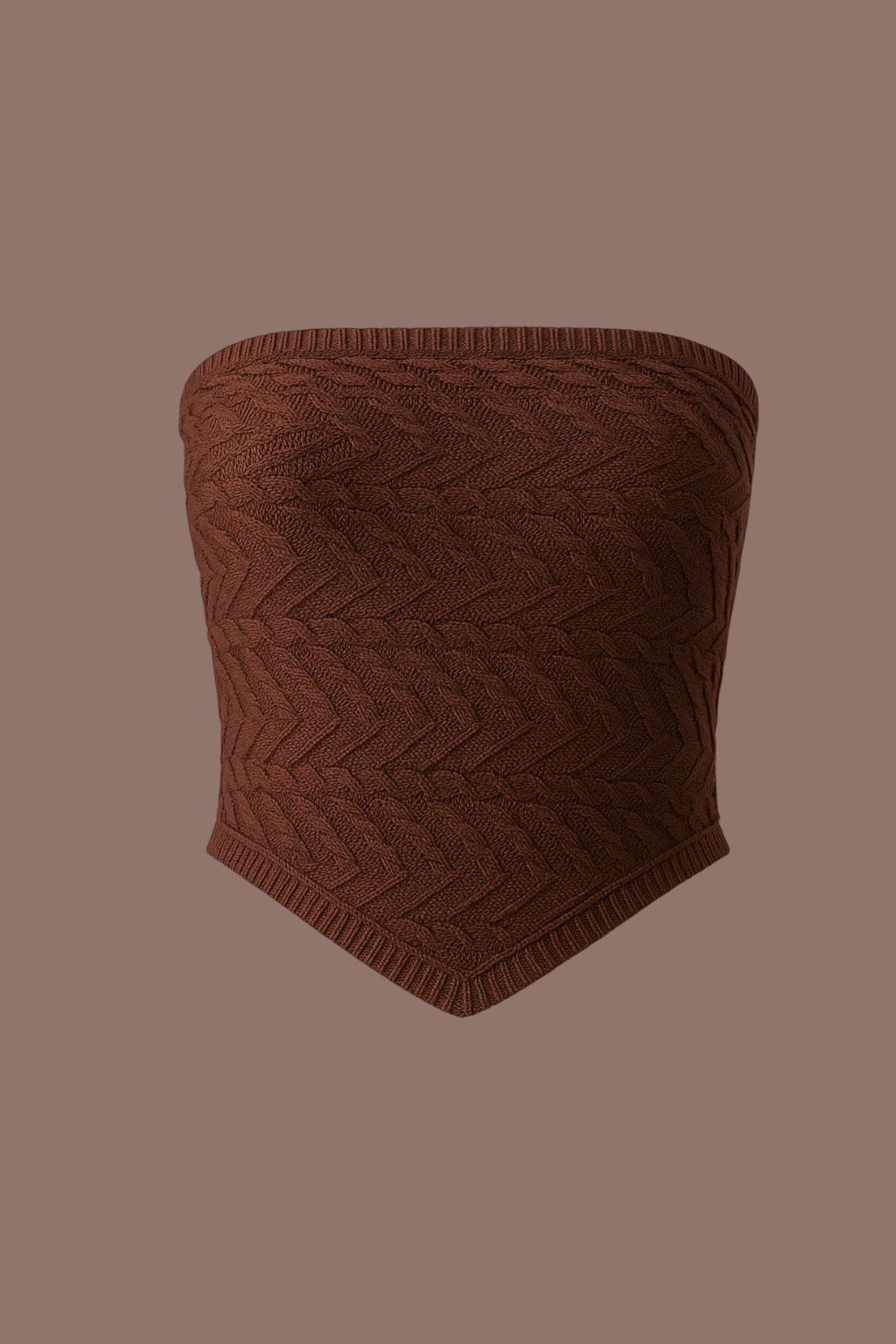 Brown Örgü Üçgen Crop