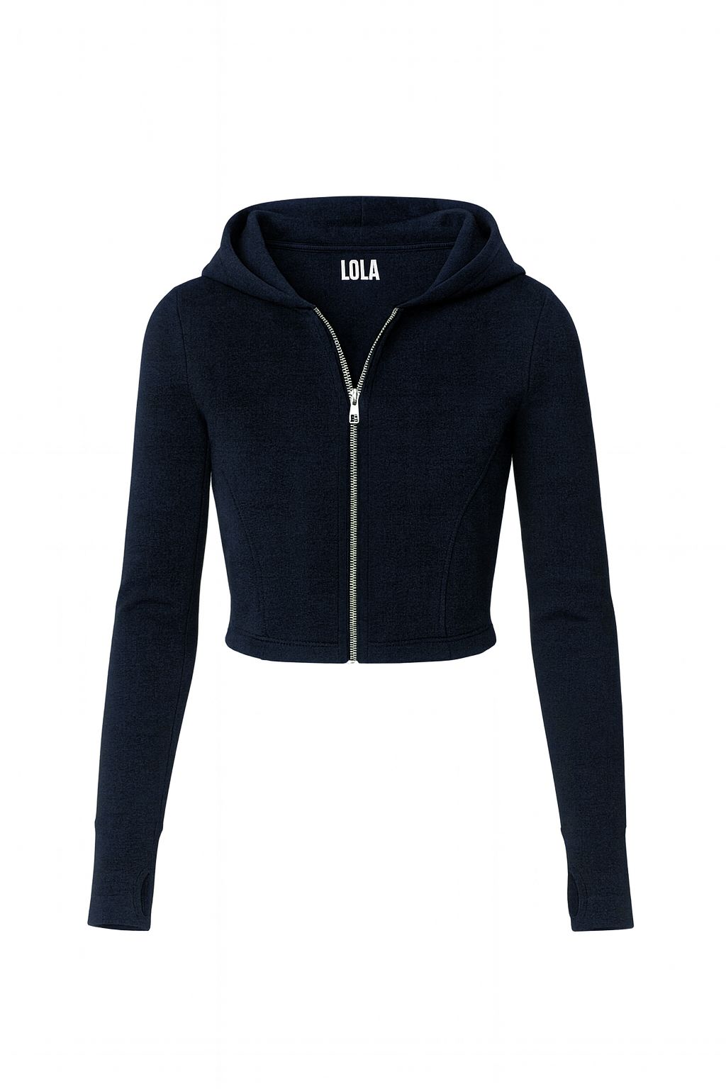 Lacivert Kapüşonlu Parmak Geçirmeli Hırka