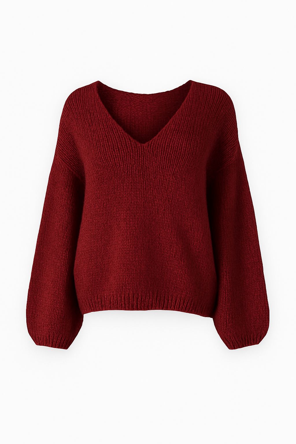 Bordo V Yaka Oversize Kazak
