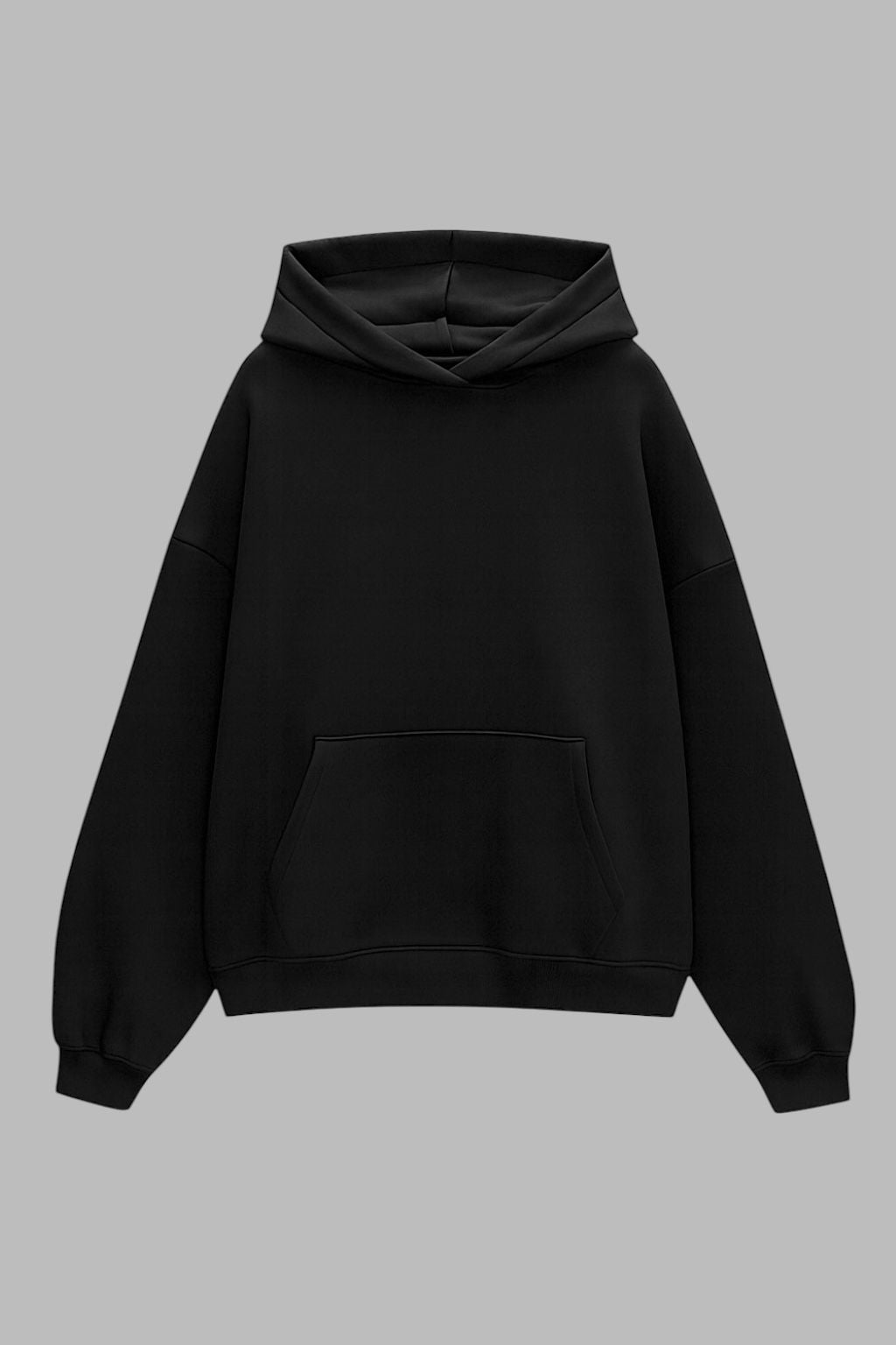 Black Basic Kapüşonlu Sweatshirt