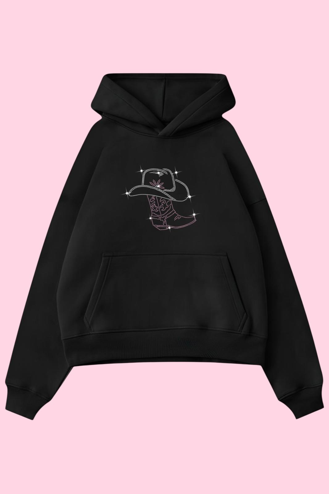 Black Cowboy Taşlı Sweatshirt
