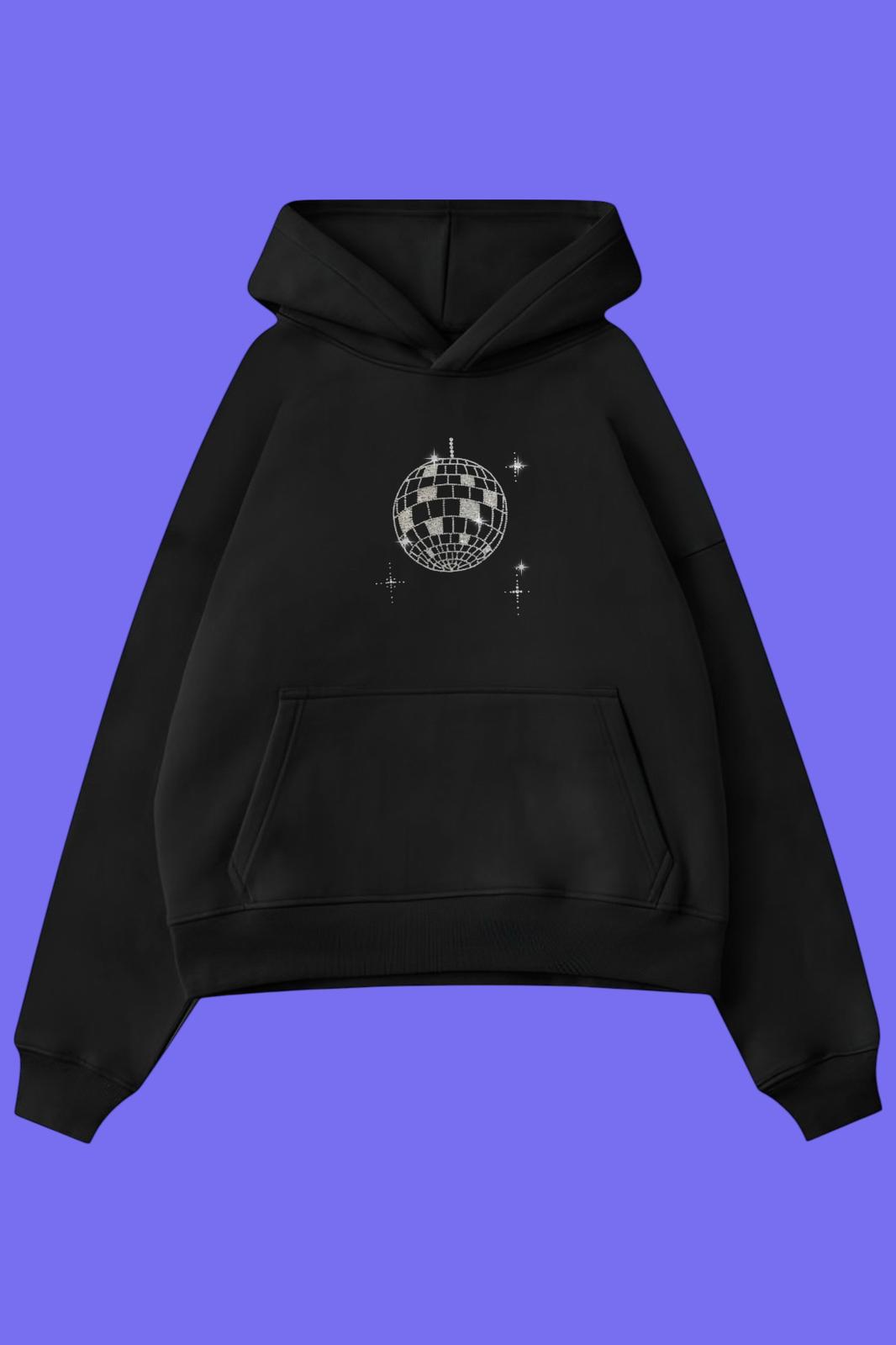 Black Disco Taşlı Sweatshirt